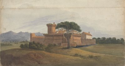 Hrad Ostia s horami v dálce od Isaac Weld