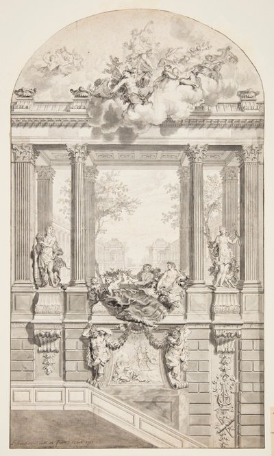 Design pro schodiště, hrad Voorst, Haag, Nizozemsko od Isaac de Moucheron
