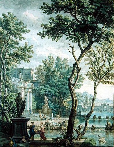 Ideal Palace and Park (pero a hnědý inkoust a wc na papíře) od Isaac de Moucheron