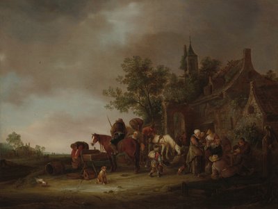 Cestovatelé se zastavili v hostinci od Isaac van Ostade