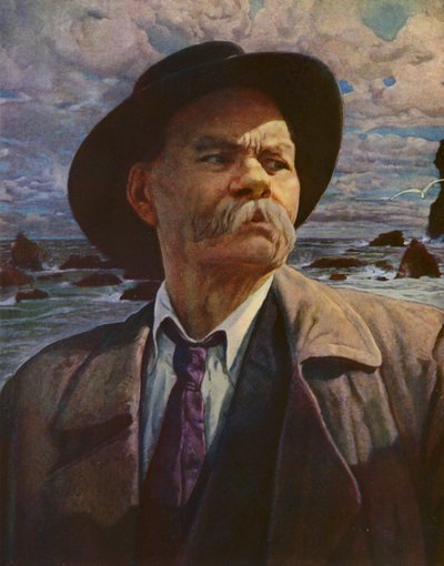 Maxim Gorkij (barevná litografie) od Isaak Israilevich (after) Brodsky