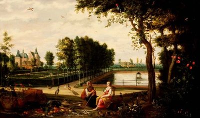 Vertumnus a Pomona (panel) od Isaak van Oosten