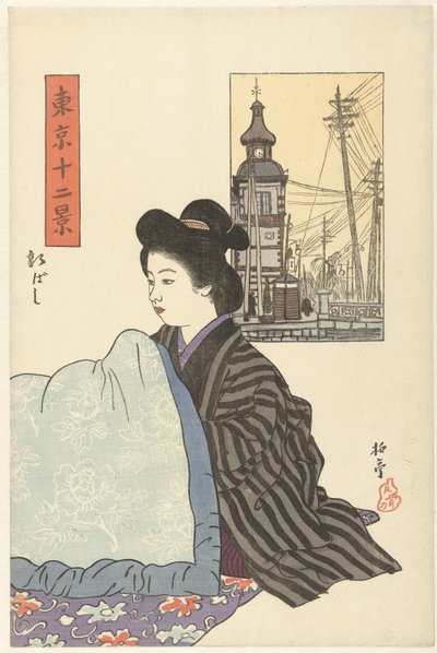 Shinbashi (název na objektu) Dvanáct pohledů na Tokio (název série) Tokyo junikei (název série na objektu) od Ishii Hakutei