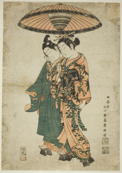 The Actors Sanogawa Ichimatsu I and Segawa Kikunojo I as lovers under an umbrella od Ishikawa Toyonobu