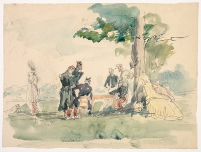 Militaires sous un arbre Vojáci pod stromem. od Isidore Pils