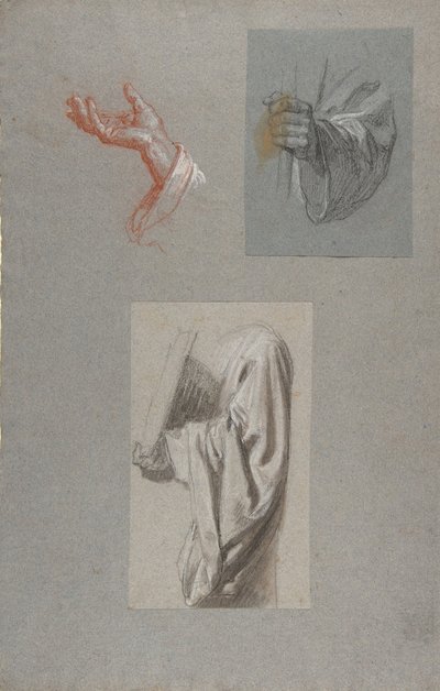 A. Ruka Saint Remi, nar. Ruka Saint Remi, c. Drapery Study for Acolyte Holding Book..., 19. stol od Isidore Pils