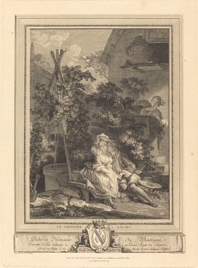 Galantní zahradník od Isidore Stanislas Helman after Pierre Antoine Baudouin