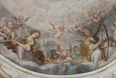 Andělé, andělé hudebníci a putyky, detail ráje s věčným Otcem, asi 1623-34 (detail 3496185) od Isidoro Bianchi