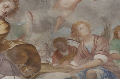 Andělé, hudební andělé a puttos, detail ráje s věčným otcem, c.1623-34 (detail 3496185) od Isidoro Bianchi