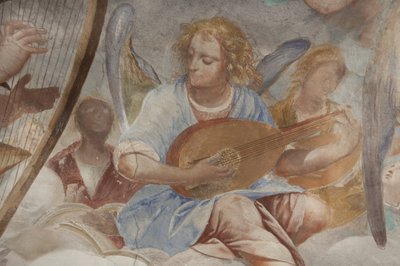 Andělé, hudební andělé a puttos, detail ráje s věčným otcem, c.1623-34 (detail 3496185) od Isidoro Bianchi