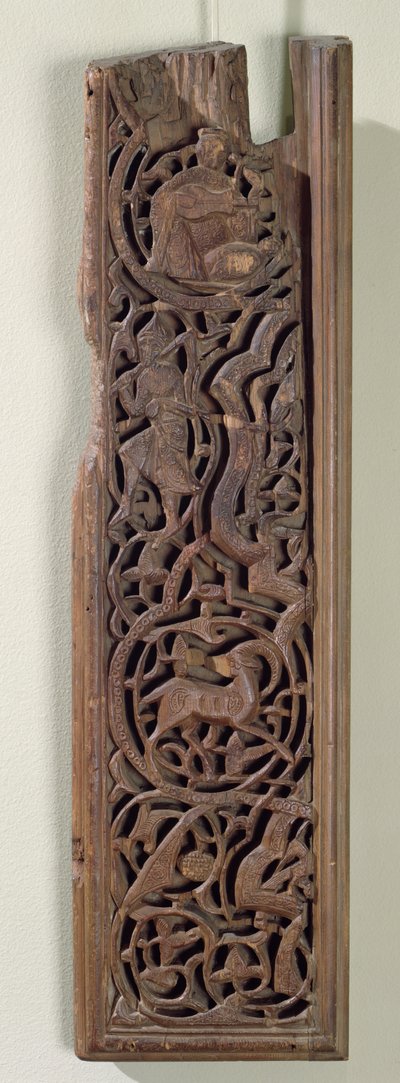 Vyřezávaný panel zdobený loutnovým hráčem (dřevo) od Islamic School