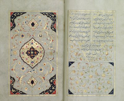 Iluminované stránky z rukopisu Hafeze, styl zandského období, 1790 od Islamic School