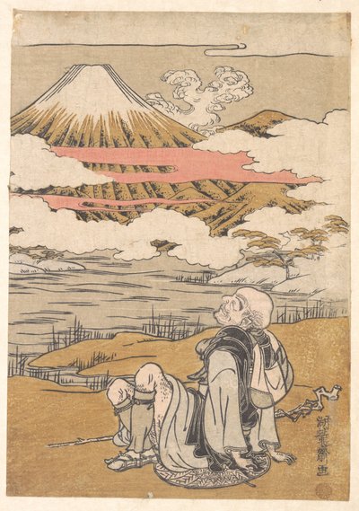 Saigyō pozoruje horu Fudži od Isoda Koryusai