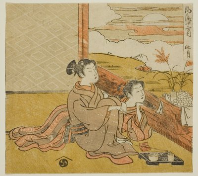 Osmý měsíc (Sogetsu), ze série "Módních dvanáct měsíců (Furyu juni tsuki)" od Isoda Koryusai