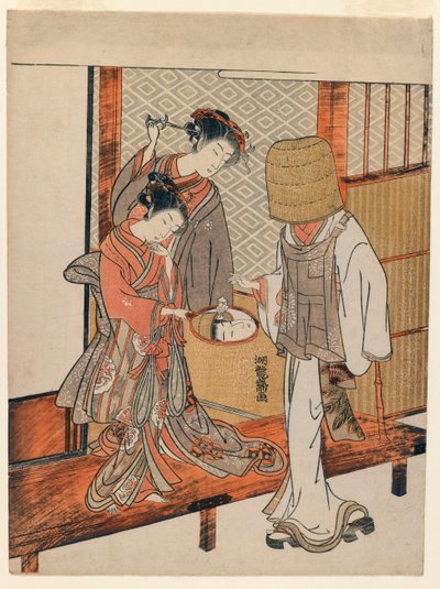 The Vain Disguise, cca 1770 (barevný dřevotisk) od Isoda Koryusai
