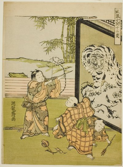 Tygr, ze série "Módní děti s dvanácti znameními zvěrokruhu (Furyu kodomo juni shi)" od Isoda Koryusai