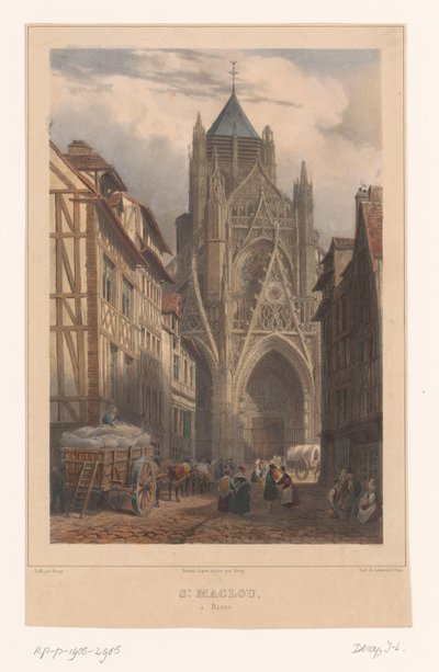 Pohled na kostel Saint-Maclou v Rouenu St. Maclou à Rouen (název na objektu) Tváře ve Francii (název série) La France (název série) od Isodore Laurent Deroy