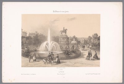Zicht op de Place Napoléon te Lyon Lyons. Umístěte Napoleona (název na objekt) Hedendaags Frankrijk (název série) Francie v současnosti (název série na objektu) od Isodore Laurent Deroy