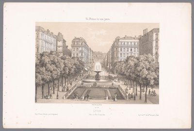 Zicht op de Place en de Rue Impériale te Lyon Lyons. Císařské náměstí a ulice (název na objektu) Hedendaags Frankrijk (název série) Francie v současnosti (název série na objektu) od Isodore Laurent Deroy