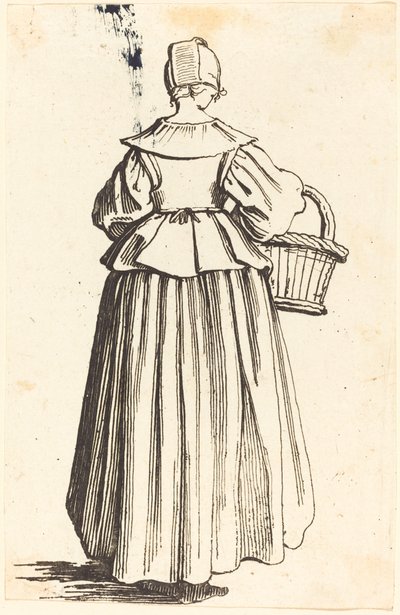 Selská žena s košem, při pohledu zezadu od Israel Henriet after Jacques Callot