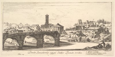 Senátorský most, dnes nazývaný Ponte Rotto (Zlomený most), c.1748 (rytina) od Israël Silvestre