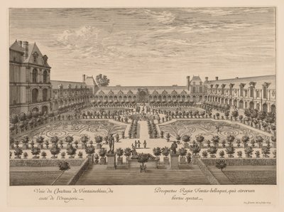 Pohled na Château de Fontainebleau, z Orangerie od Israël Silvestre