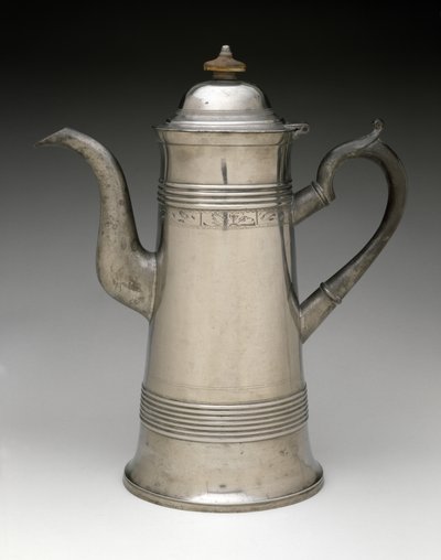 Kávová konvice, c. 1820-1840 (cín, dřevo) od Israel Trask