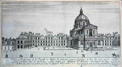 Pohled na kapli a Maison de Sorbonne (rytina) od Israel the Younger Silvestre