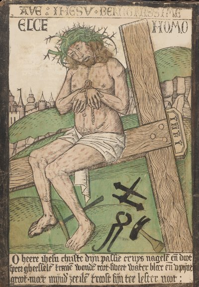 Album s dvanácti rytinami Umučení, dřevoryt Krista jako člověka o..., konec 15. století. od Israhel van Meckenem