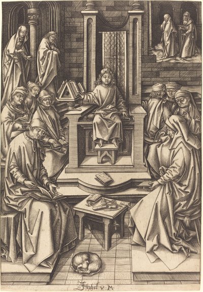 Kristus mezi lékaři, c. 14901500. od Israhel van Meckenem