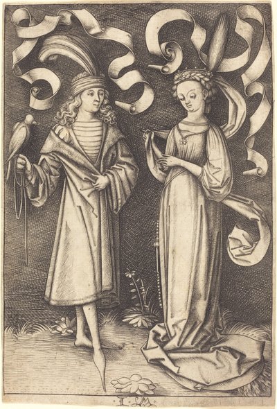 Sokolník a vznešená dáma, c. 14951503. od Israhel van Meckenem