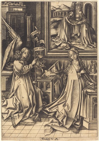 Zvěstování od Israhel van Meckenem after Hans Holbein the Elder