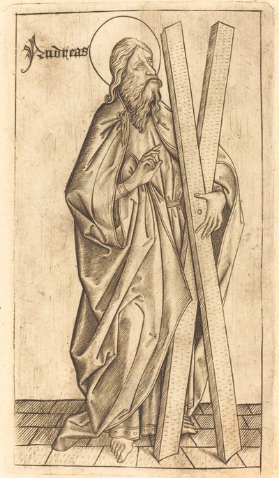 Svatý Ondřej od Israhel van Meckenem after Master E.S.