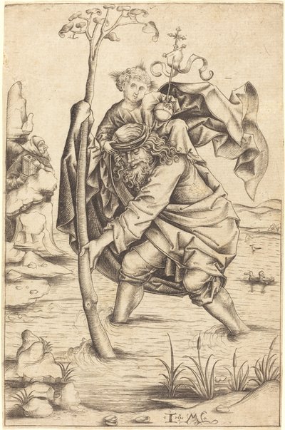 Svatý Kryštof od Israhel van Meckenem after Master of the Housebook