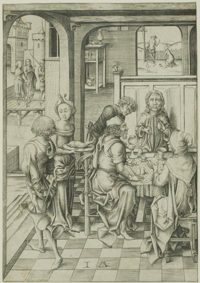 Kristus v Emauzích od Israhel van Meckenem the younger