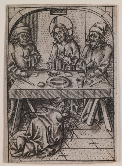 Marie Magdaléna umývání Kristových nohou od Israhel van Meckenem the younger