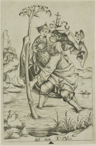 Svatý Kryštof od Israhel van Meckenem the younger