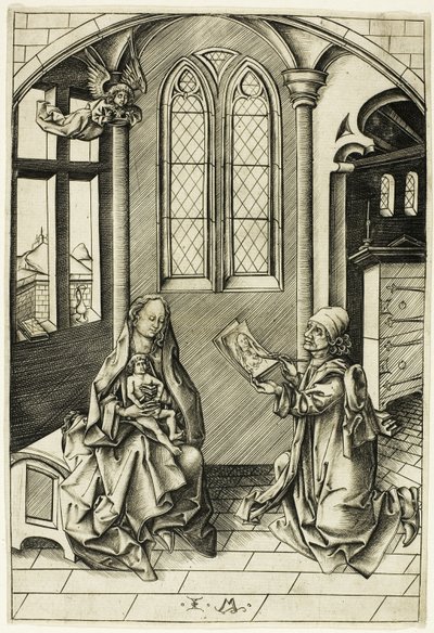 Svatý Lukáš zobrazuje Madonu od Israhel van Meckenem the younger