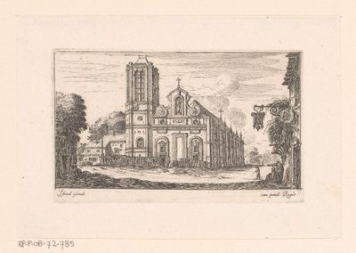 Pohled na Notre-Dame-des-Vertus Notre Dame des Vertus (název na objektu) Různé pohledy na kostely, hrady a města (název série) od Israël Silvestre