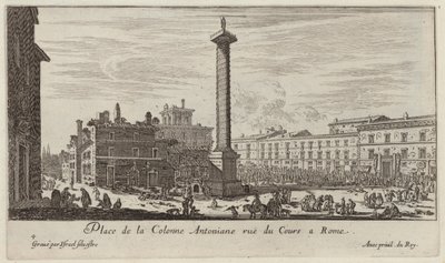 Place de la Colonne Antoniane rue du Cours v Římě od Israël Silvestre