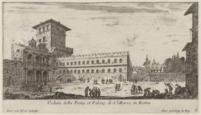 Pohled na náměstí Piazza a Palazzo di San. Marco v Římě od Israël Silvestre