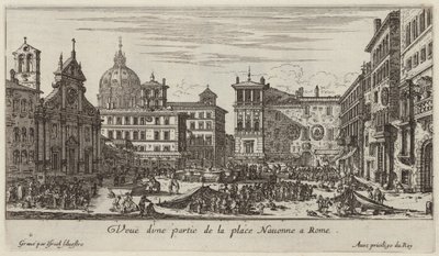 Pohled na část náměstí Piazza Navona v Římě od Israël Silvestre