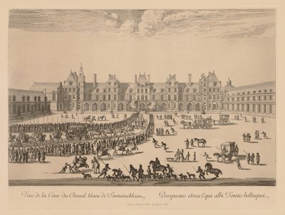 Pohled na Cour du Cheval-Blanc ve Fontainebleau od Israël Silvestre