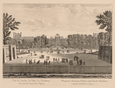 Pohled na palác a zahrady Tuileries, ze strany Cours la Reine, 1673. od Israël Silvestre