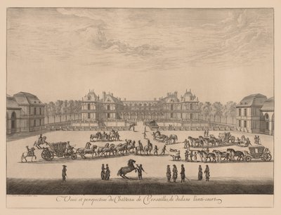 Pohled a pohled na palác ve Versailles, zevnitř protinádvoří, 1664. od Israël Silvestre