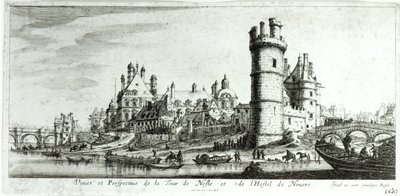 Perspektivní pohled na Tour de Nesle a Hotel de Nevers od Israël Silvestre the Younger