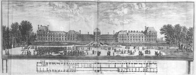 Pohled na Palais des Tuileries ze zahrad (rytina) (černobílá fotografie) od Israël Silvestre the Younger