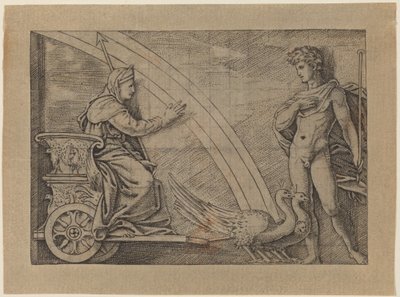 Juno ve voze taženém pávy od Italian 16th Century