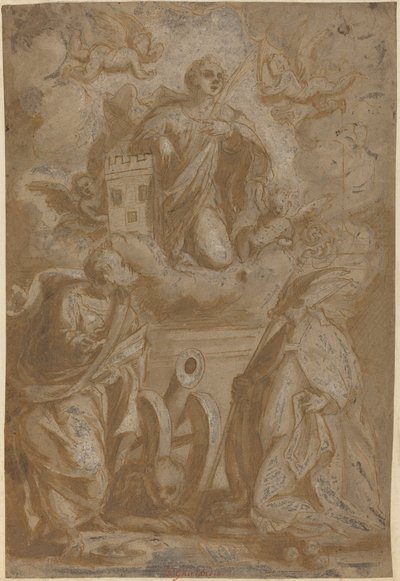 Svatá Barbora ve slávě se svatými Mikulášem a Jeronýmem od Italian 16th Century