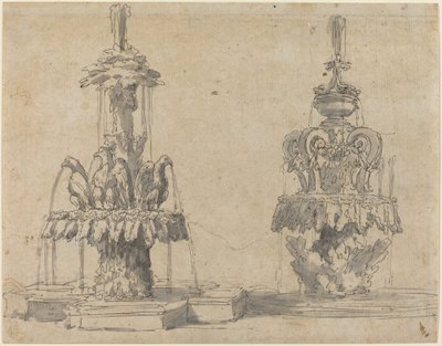 Dvě fontány od Italian 17th Century
